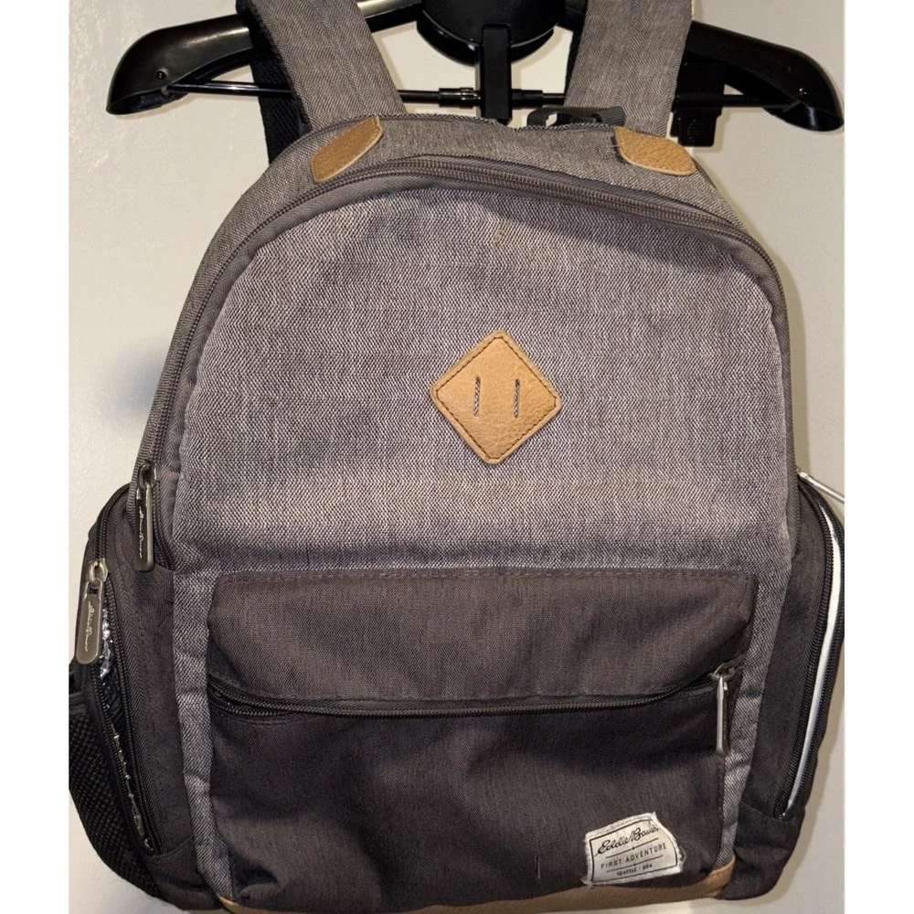 Eddie Bauer First Adventure Backpack Diaper Bag NWOT Insulated Pockets Gray